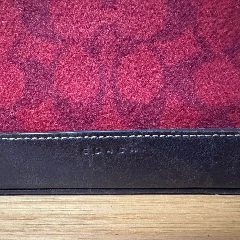 Vintage Coach Red Wool and Leather Skinny Case Rare